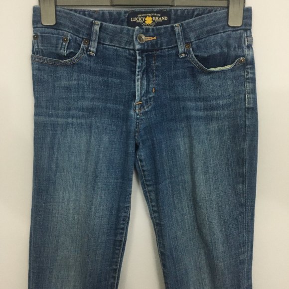 Lucky Brand Womens 4/27 The Sweet Jean Boot Embroidered Cotton Blend Medium Wash - Picture 2 of 12